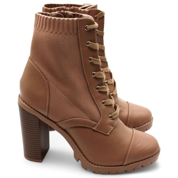 Bcbgeneration Womens Beige 1-1/2 Platform Padded Stretch Pilas Round Toe Stacked - Picture 3 of 7